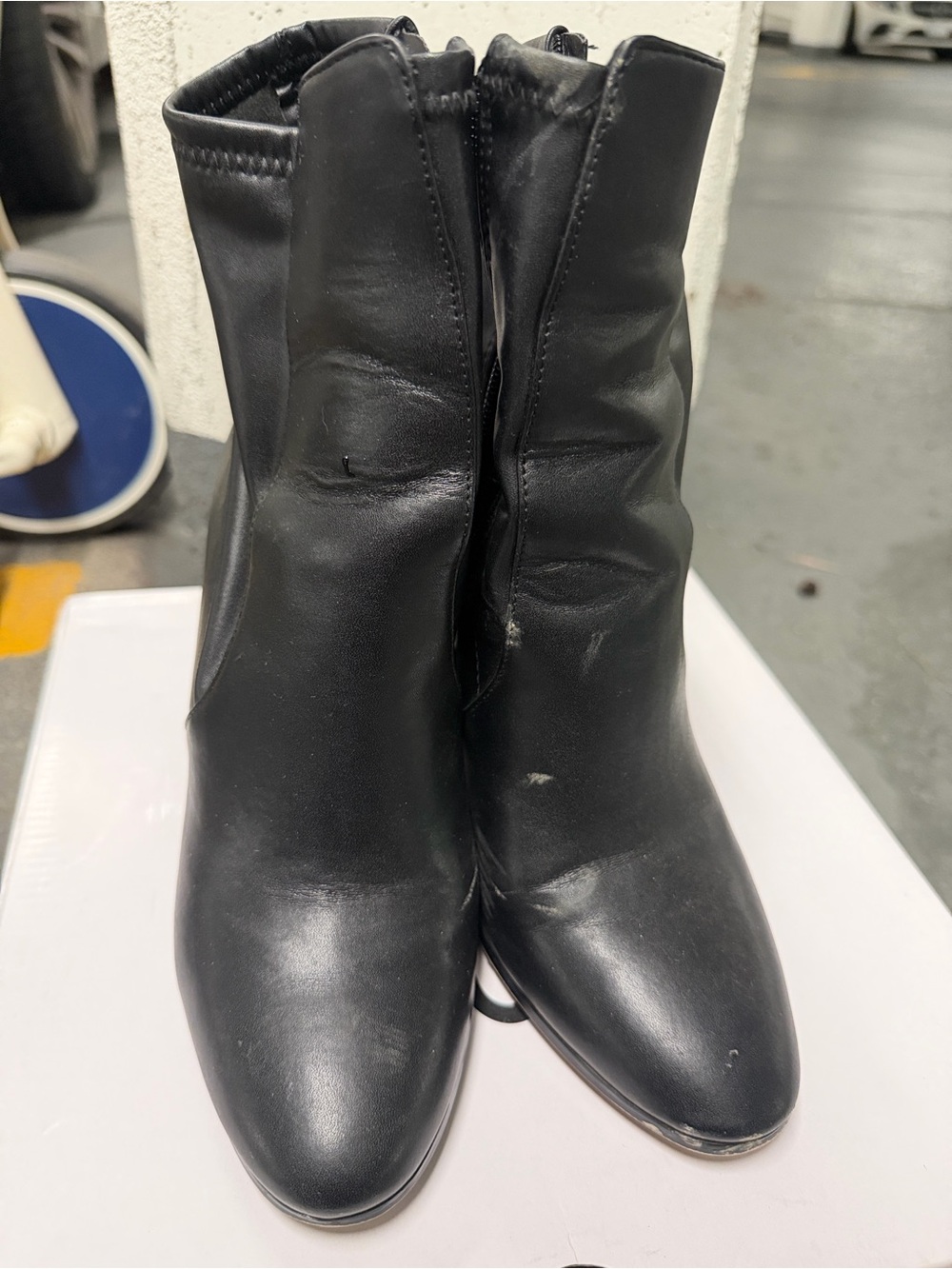 Aldo Black Faux Leather Ankle Boots with Side Zip
